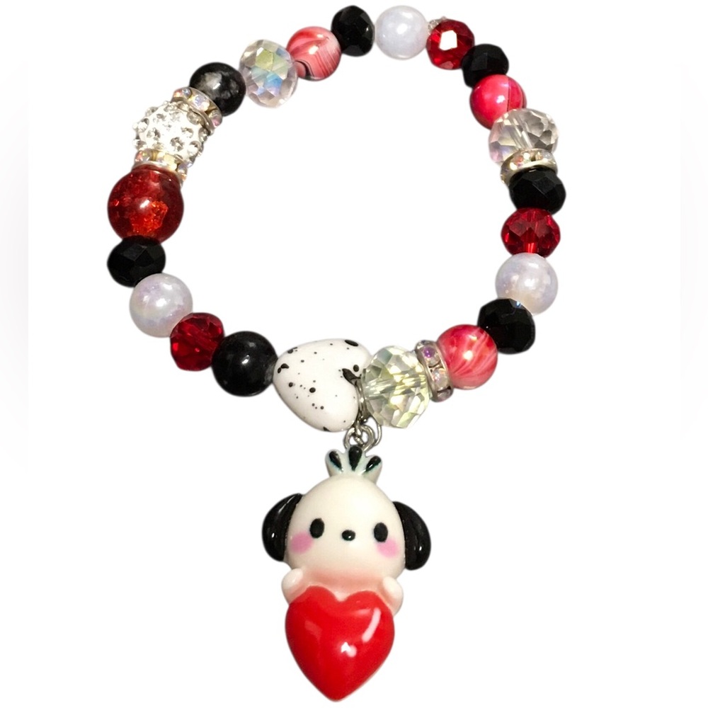 Pochacco Stretchy Beaded Bracelet ❤️🖤